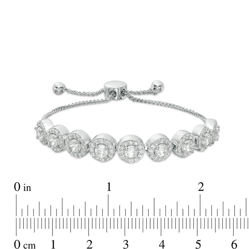 Main Image 2 of 3.8mm Lab-Created White Sapphire Frame Bolo Bracelet in Sterling Silver - 9.5"