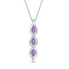 Thumbnail Image 0 of Marquise Amethyst and 0.04 CT. T.W. Diamond Cascading Frame Triple Drop Pendant in Sterling Silver