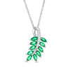 Marquise Lab-Created Emerald and Diamond Accent Leaf Pendant in Sterling Silver