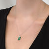 Marquise Lab-Created Emerald and Diamond Accent Leaf Pendant in Sterling Silver