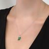 Thumbnail Image 1 of Marquise Lab-Created Emerald and Diamond Accent Leaf Pendant in Sterling Silver