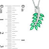 Marquise Lab-Created Emerald and Diamond Accent Leaf Pendant in Sterling Silver