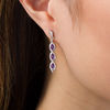 Thumbnail Image 2 of Marquise Amethyst and 0.086 CT. T.W. Diamond Cascading Frame Triple Drop Earrings in Sterling Silver