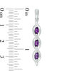 Thumbnail Image 3 of Marquise Amethyst and 0.086 CT. T.W. Diamond Cascading Frame Triple Drop Earrings in Sterling Silver