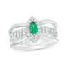 Thumbnail Image 0 of Convertibilities Marquise Lab-Created Emerald and White Sapphire Frame Double Row Three-in-One Ring in 10K White Gold