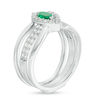 Thumbnail Image 2 of Convertibilities Marquise Lab-Created Emerald and White Sapphire Frame Double Row Three-in-One Ring in 10K White Gold