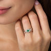 Thumbnail Image 1 of Convertibilities 3.5mm Lab-Created Emerald and White Sapphire Frame "XO" Three-in-One Ring in 10K White Gold