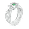 Thumbnail Image 2 of Convertibilities 3.5mm Lab-Created Emerald and White Sapphire Frame "XO" Three-in-One Ring in 10K White Gold