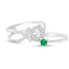 Thumbnail Image 3 of Convertibilities 3.5mm Lab-Created Emerald and White Sapphire Frame "XO" Three-in-One Ring in 10K White Gold