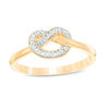 Thumbnail Image 0 of 0.04 CT. T.W. Diamond Love Knot Pretzel Ring in Sterling Silver with 14K Gold Plate