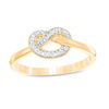 Thumbnail Image 1 of 0.04 CT. T.W. Diamond Love Knot Pretzel Ring in Sterling Silver with 14K Gold Plate