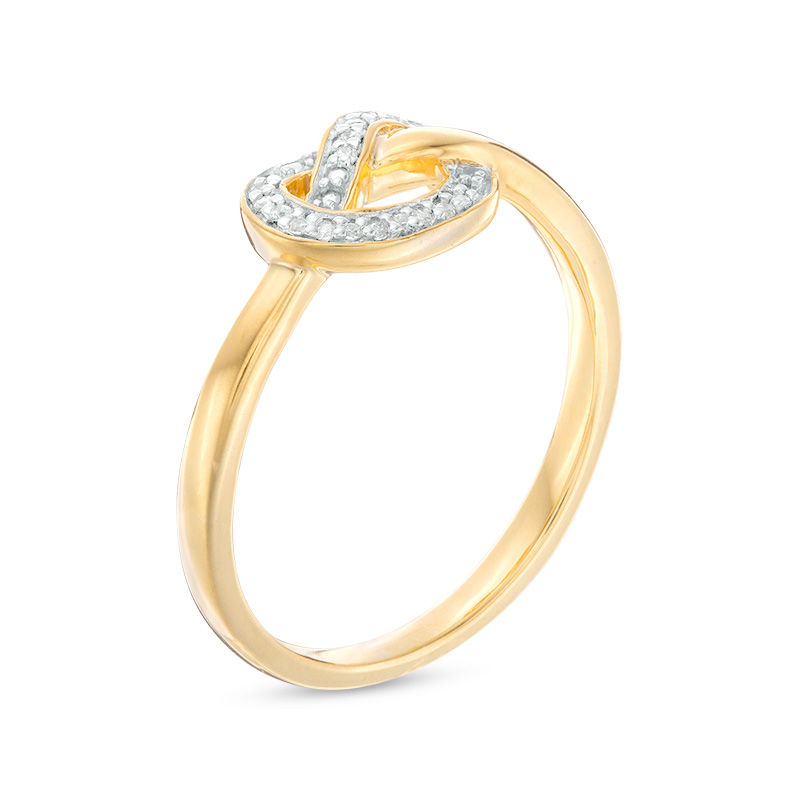 Main Image 2 of 0.04 CT. T.W. Diamond Love Knot Pretzel Ring in Sterling Silver with 14K Gold Plate