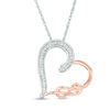 0.065 CT. T.W. Diamond Infinity Knot Tilted Heart Pendant in Sterling Silver and 10K Rose Gold