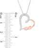 0.065 CT. T.W. Diamond Infinity Knot Tilted Heart Pendant in Sterling Silver and 10K Rose Gold