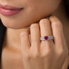 Thumbnail Image 1 of 7.0mm Heart-Shaped Lab-Created Ruby and White Sapphire Multi-Row Ring in Sterling Silver