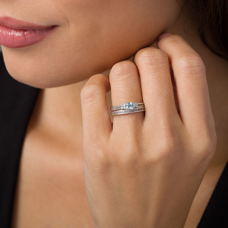 Princess cut on sale sterling silver rings
