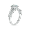 Thumbnail Image 2 of Oval Aquamarine and 0.21 CT. T.W. Diamond Frame Vintage-Style Bridal Set in 10K White Gold