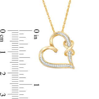 0.067 CT. T.W. Diamond Infinity Knot Tilted Heart Pendant in Sterling Silver with 14K Gold Plate