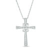 0.087 CT. T.W. Diamond Infinity Knot Cross Pendant in Sterling Silver