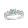Thumbnail Image 1 of 6.0mm Aquamarine and 0.119 CT. T.W. Diamond Vintage-Style Vine Ring in 10K White Gold