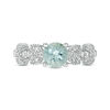 Thumbnail Image 3 of 6.0mm Aquamarine and 0.119 CT. T.W. Diamond Vintage-Style Vine Ring in 10K White Gold