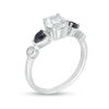 Thumbnail Image 2 of 6.0mm Lab-Created White and Blue Sapphire Art Deco Ring in Sterling Silver