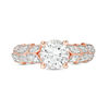 Thumbnail Image 4 of 7.0mm Lab-Created White Sapphire and 0.086 CT. T.W. Diamond Leaves Ring in Sterling Silver with 14K Rose Gold Plate