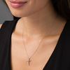 Thumbnail Image 1 of 0.085 CT. T.W. Diamond Infinity Heart Cross Pendant in Sterling Silver and 10K Rose Gold