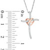Thumbnail Image 2 of 0.085 CT. T.W. Diamond Infinity Heart Cross Pendant in Sterling Silver and 10K Rose Gold