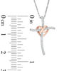 Thumbnail Image 3 of 0.085 CT. T.W. Diamond Infinity Heart Cross Pendant in Sterling Silver and 10K Rose Gold