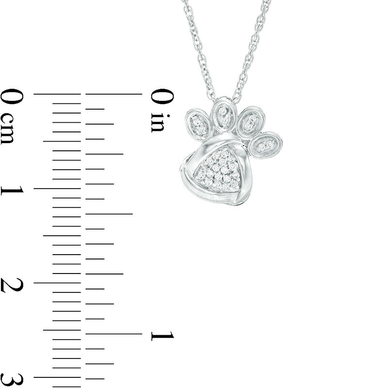 0.04 CT. T.W. Diamond Love Knot Dog Paw Print Pendant in Sterling Silver