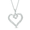 0.068 CT. T.W. Diamond Love Knot Heart Pendant in Sterling Silver