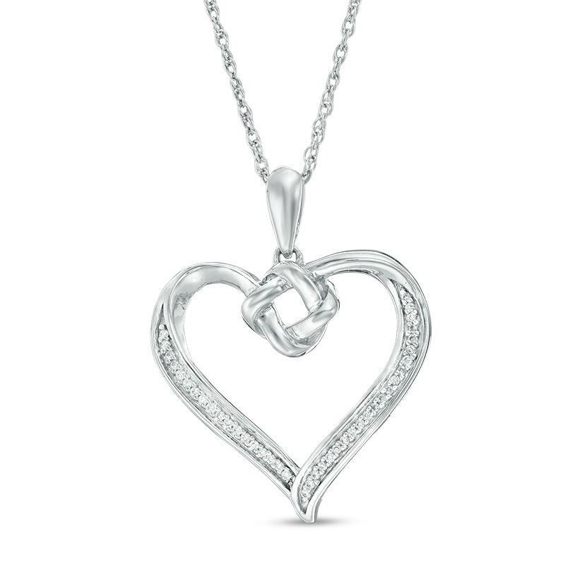 0.068 CT. T.W. Diamond Love Knot Heart Pendant in Sterling Silver|Peoples Jewellers