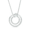0.086 CT. T.W. Diamond Love Knot Double Circle Pendant in Sterling Silver