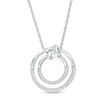 Thumbnail Image 1 of 0.086 CT. T.W. Diamond Love Knot Double Circle Pendant in Sterling Silver