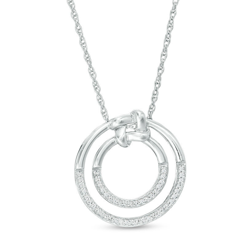 0.086 CT. T.W. Diamond Love Knot Double Circle Pendant in Sterling Silver|Peoples Jewellers