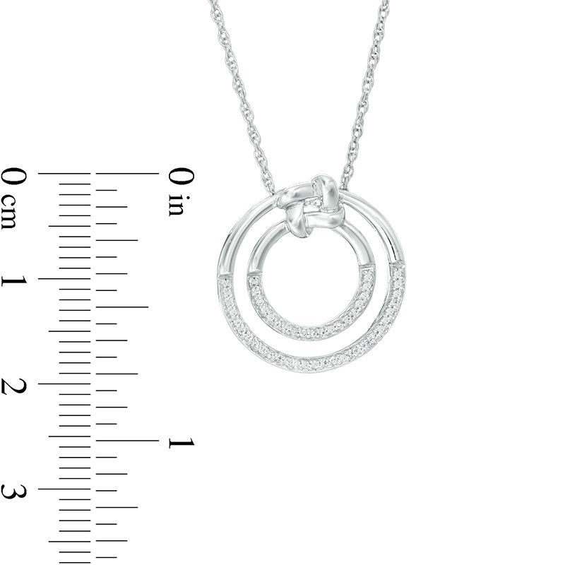 0.086 CT. T.W. Diamond Love Knot Double Circle Pendant in Sterling Silver
