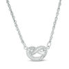 Thumbnail Image 1 of 0.04 CT. T.W. Diamond Love Knot Pretzel Necklace in Sterling Silver - 17.5"