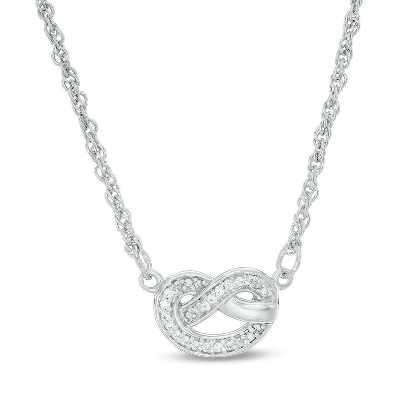 0.04 CT. T.W. Diamond Love Knot Pretzel Necklace in Sterling Silver - 17.5"|Peoples Jewellers