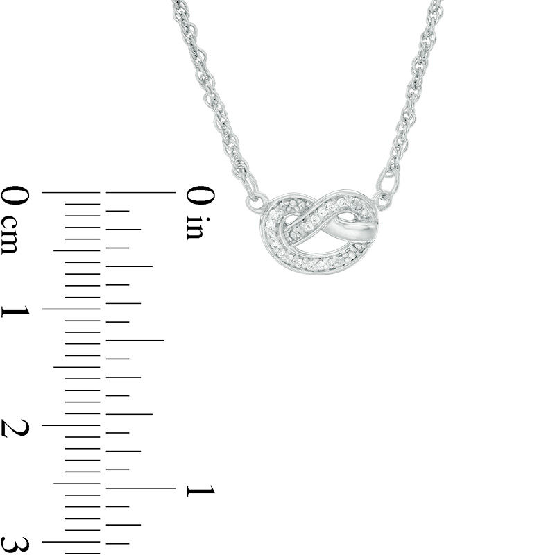 Main Image 2 of 0.04 CT. T.W. Diamond Love Knot Pretzel Necklace in Sterling Silver - 17.5"