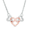 0.085 CT. T.W. Diamond Infinity Heart Interlocking Necklace in Sterling Silver and 10K Rose Gold - 17.38"