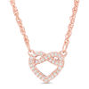 0.066 CT. T.W. Diamond Love Knot Heart Necklace in 10K Rose Gold - 17.6"