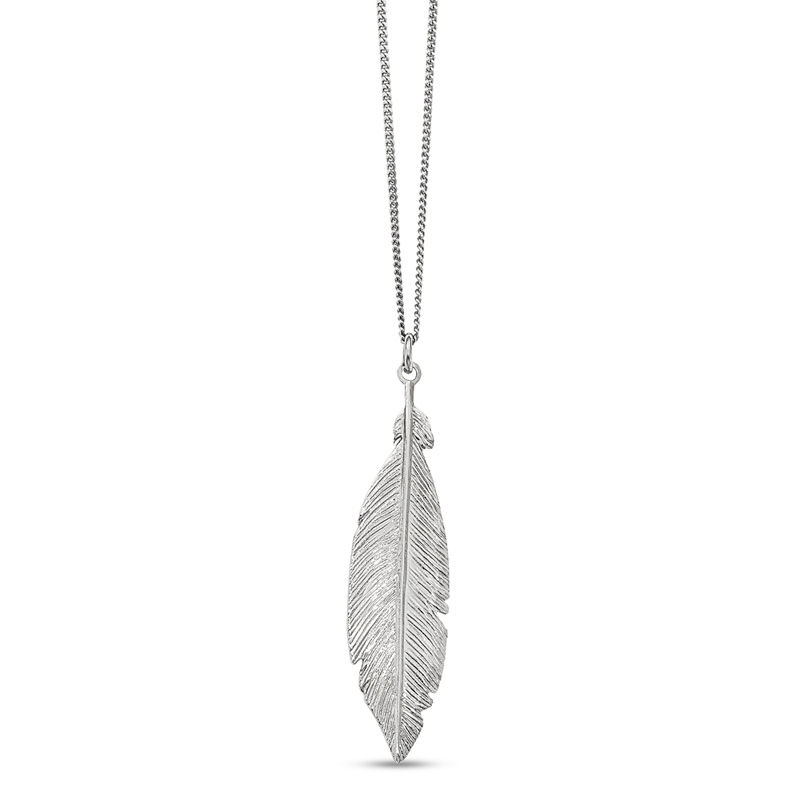 Vertical Feather Drop Pendant in Sterling Silver