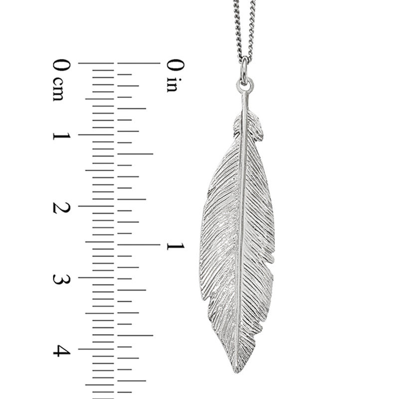 Vertical Feather Drop Pendant in Sterling Silver