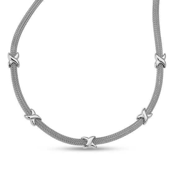 "X" Station Mesh Necklace in Sterling Silver - 18.5" "X" Station Mesh Necklace in Sterling Silver - 18.5"