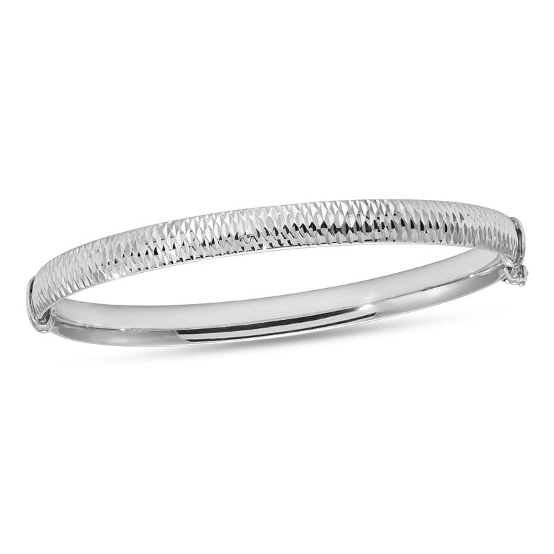 5.8mm Textured Bangle in Sterling Silver|Peoples Jewellers