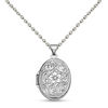 Thumbnail Image 0 of Textured Floral Oval Locket in Sterling Silver