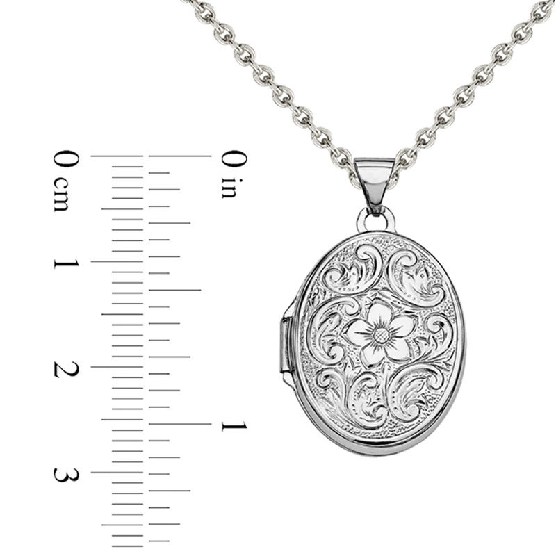 Textured Floral Oval Locket in Sterling Silver