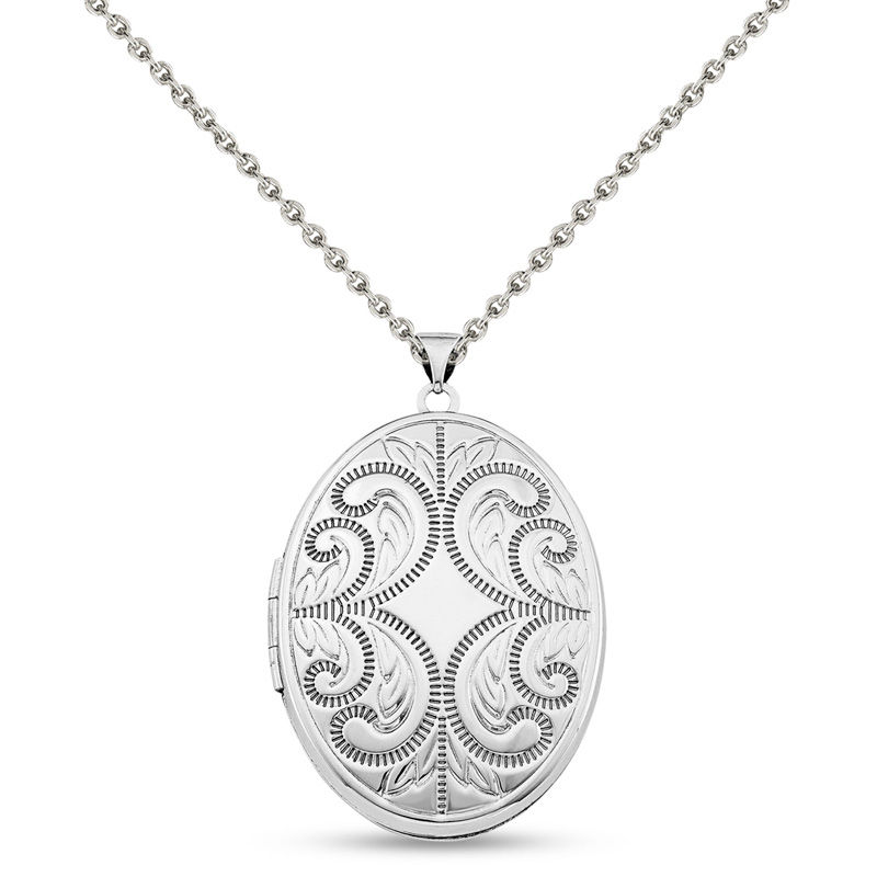 Oval Scroll Locket in Sterling Silver|Peoples Jewellers