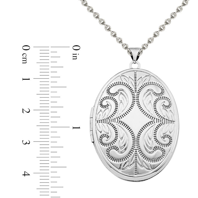 Oval Scroll Locket in Sterling Silver